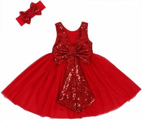 img 4 attached to Cilucu Baby Girls Tutu Dress Flower Girl Lace Infant Big V-Back Dresses With Belt And Bow