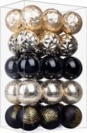 black and gold shatterproof christmas tree ornaments - 30 pack of 2.36 inch colored plastic baubles for xmas tree décor, holiday parties, and weddings (60mm) логотип