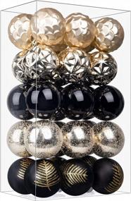 img 4 attached to Black And Gold Shatterproof Christmas Tree Ornaments - 30 Pack Of 2.36 Inch Colored Plastic Baubles For Xmas Tree Décor, Holiday Parties, And Weddings (60Mm)