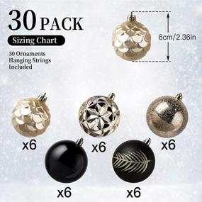 img 3 attached to Black And Gold Shatterproof Christmas Tree Ornaments - 30 Pack Of 2.36 Inch Colored Plastic Baubles For Xmas Tree Décor, Holiday Parties, And Weddings (60Mm)