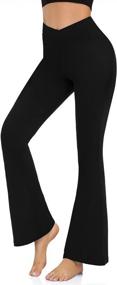 img 4 attached to High Waisted Crossover Women'S Yoga Pants With Bell Bottom Flare - Perfect For Workout, Lounge And Jazz Dressing