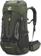 60l водонепроницаемый легкий походный рюкзак с дождевиком - рюкзак для путешествий на открытом воздухе для альпинизма, кемпинга, туризма (армейский зеленый) логотип