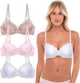 img 4 attached to Value Pack Padded Lace Underwire Push Up Bras For Women - Boost Your Look!