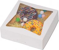 15 pack white bakery boxes with window - yotruth 8x8x2.5 inches - 380 gsm thick & sturdy pie boxes for cookies, donuts, cakes, pastries logo