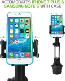 img 1 attached to Universal Adjustable Car Cup Holder Phone Mount with Extra Long Arm - Compatible with iPhone, Samsung Galaxy Note, LG, Moto, Google Pixel - by Cellet