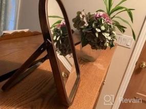img 5 attached to Старинное бронзовое зеркало-стол для макияжа с регулируемым вращением на 360 ° для туалетного столика, спальни, ванной комнаты - настольное зеркало Geloo Vanity, антикварное настольное зеркало 11,8 '' X 9,8 ''