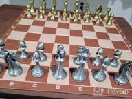 img 1 attached to Travel Metal Chess Set - Wooden Folding Board & Pieces For Adults & Kids | Fun Board Game! review by Damian Lousteau