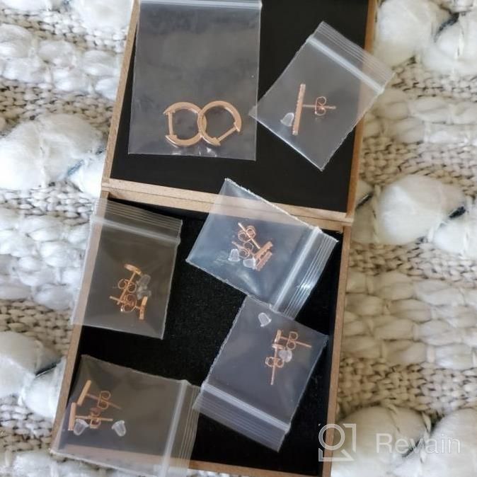 img 1 attached to 14Pcs Set Of Rose Gold Plated Hoop, Huggie, Stud, And Cuff Earrings For Women And Girls - Minimalist, Dainty, And Perfect For Gifting, With AAA+ Cubic Zirconia Accents review by Bryan Gibbons