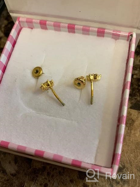 img 1 attached to Delicate and Sparkling 5mm Gold Plated Cubic Zirconia Flower Safety Screw Back Earrings for Babies, Toddlers, and Little Girls - Lovely Floral Studs for Enhanced SEO review by Raquel Syafitri