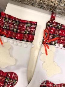 img 7 attached to OurWarm Red Pet Dog Рождественский чулок с большим принтом лапы - 18 X 11 дюймов Висячие чулки для украшения камина во время Рождества