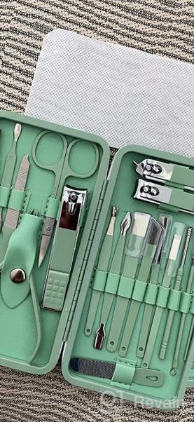 img 1 attached to 18Pcs Professional Manicure Pedicure Set Nail Clippers Travel Hygiene Stainless Steel Nail Cutter Care Kit With Leather Case By Teamkio review by Cody Siger