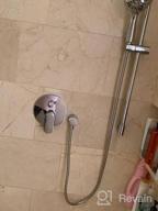 img 1 attached to Gabrylly Brushed Gold Wall Mounted Slide Bar Shower System With High Pressure 10" Rain Shower Head, 5-Setting Handheld Shower Set, And Valve Trim Diverter. review by Brian Fishel