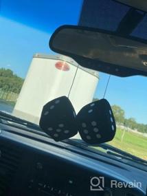 img 5 attached to Black Plush Car Hanging Fuzzy Dice - Zone Tech Decorative Mirror Dice Pair With White Dots, 3 Inches