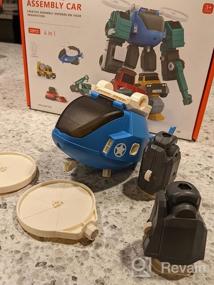img 6 attached to Игрушки-роботы для детей в возрасте от 3 до 8 лет, набор из 32 магнитных строительных грузовиков с игровым ковриком, идея подарка на день рождения для мальчиков