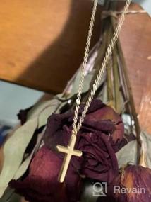img 6 attached to Минималистское ожерелье с крестом из 14 карат и молитвой Господней - идеальный религиозный подарок!