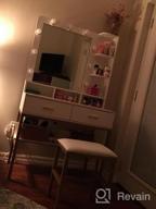 img 1 attached to Tribesigns Vanity Table Set With Lighted Mirror & Stool, Makeup Vanity Dressing Table With 9 Lights, 2 Drawers And Storage Shelves For Bedroom, Gold Vanity Desk For Women Girls (White) review by Marvin Nadeau