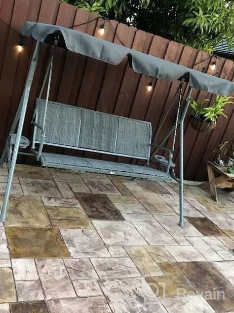 img 1 attached to GoldSun Grey Canopy Swing Seat Stand - Weather-Resistant Hammock Lounge Chair With Adjustable Canopy, Perfect For Garden, Patio, Porch, Poolside, And Backyard - Powder-Coated Steel Frame review by Kev See