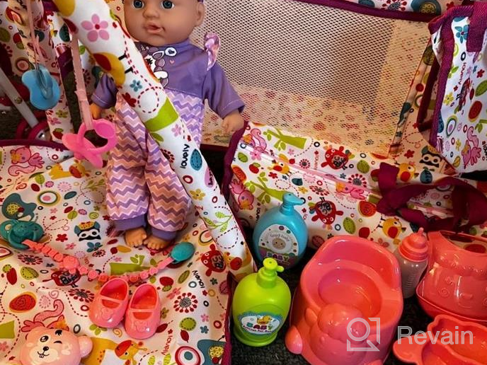 img 1 attached to Complete Baby Doll Stroller Set With Feeding Toys, Play Mat, Travel Cot, Carrier, And Bag For Kids Role Play - DeAO review by Luis Watts