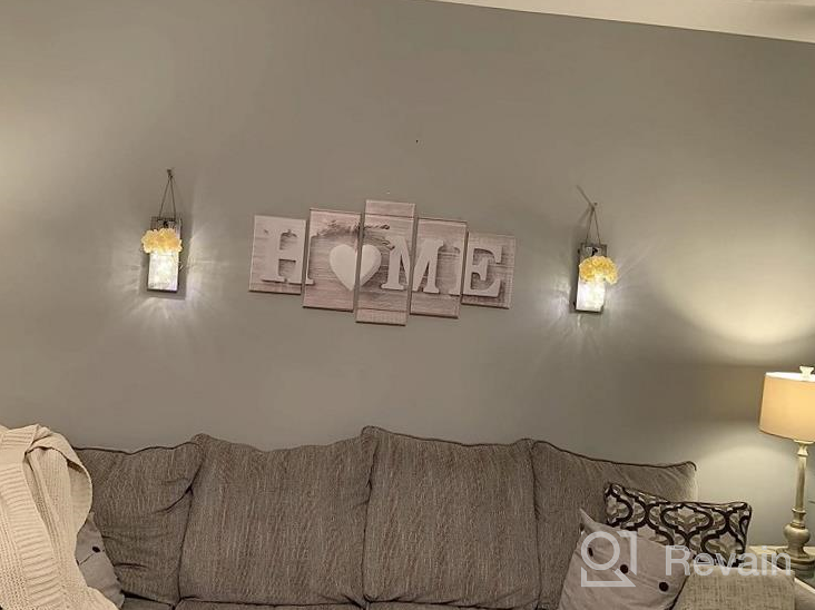 img 1 attached to Rustic Mason Jar Wall Sconces With LED Fairy Lights And Flowers - Set Of 2 - Decorative Farmhouse Home Décor With 6-Hour Timer review by Mario Hernandez