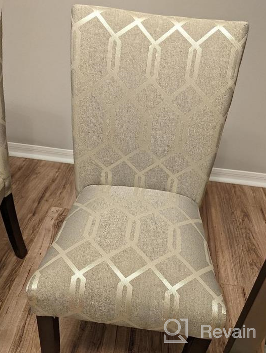 img 1 attached to Upgrade Your Dining Space With HomePop Parsons Classic Navy Blue And Lattice Cream Upholstered Chairs (Set Of 2) review by Paula Holmes