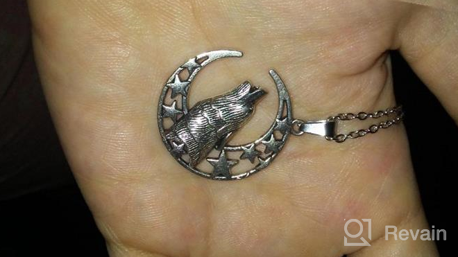 img 1 attached to 🌙 Eiffy Antique Silver Howling Wolf Crescent Moon and Pentagram Pentacle Star Pendant Necklace: Exquisite Wicca Jewelry review by Daniel Greene