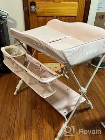 img 8 attached to Портативный складной пеленальный столик для младенцев с регулируемой высотой, ремнем безопасности, стеллажом для сушки и хранения, мобильной подставкой-органайзером на колесах для новорожденных - розовый