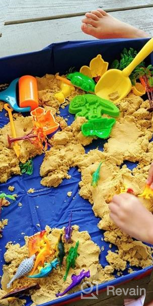 img 1 attached to KiddosLand Dino Play Sand For Kids,3Lbs Magic Sand,38Pcs Sand Toys Include Sandbox,12 Dinosaur Figures,11 Dino Molds,Cleaning Set And Numerous Sand Tools,Dinosaur Toys Gift For Girls Boys Ages 3+ review by Jason Yancy