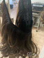 img 1 attached to 👩 20 Inch REECHO Black Brown Hairpiece - Curly Wavy Invisible Wire Extensions with Transparent Headband, Adjustable Size and Secure Removable Clips for Women review by Raj Mazzabufi
