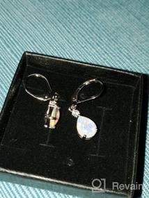 img 7 attached to FEELDAN Premium 14K Gold Plated White Opal Teardrop Lever-Back Dangle Earrings - Hypoallergenic Jewelry