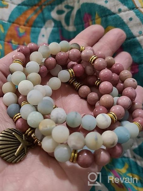 img 1 attached to GVUSMIL Yoga Charm Bracelet: 108 Mala Beads Wrap Bracelet And Necklace Set Featuring 8Mm Natural Gemstones, Perfect For Women And Men'S Natural Gemstone Jewelry review by Nadia Miller