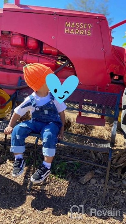 img 1 attached to Adorable KIDSCOOL SPACE Baby Boy Girl Jean Overalls: Trendy Toddler Ripped Denim Workwear review by Louis Loebis