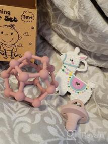 img 6 attached to Органические силиконовые прорезыватели для успокоения вашего новорожденного - детские жевательные игрушки Bambiya с экологически чистой функцией замораживания, идеальный подарок для младенцев в различных цветах
