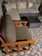 img 1 attached to JAMFLY Outdoor Furniture Patio Sets, Low Back All-Weather Small Rattan Sectional Sofa With Tea Table&Washable Couch Cushions Upgrade Wicker Silver Gray Rattan 3-Piece (Khaki) review by Becky Haferkamp