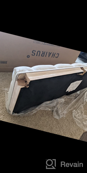 img 1 attached to 🪑 Rustic Beige Upholstered Entryway Bench with Carved Pattern, Kmax Ottoman Bench, featuring Rustic White Brushed Rubber Wood Legs review by Cardell Haynes