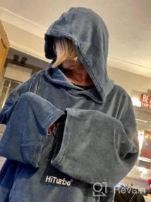 img 5 attached to Stay Warm And Comfy With Hiturbo Plush Changing Robe! Oversize Hooded Surf Poncho With Pocket For Aquatics And Home