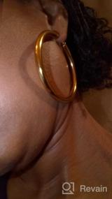 img 6 attached to Stainless Steel Hoop Earrings, Yellow Colored and 2 Inches Wide by Gem Stone King