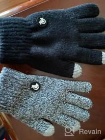 img 5 attached to LETHMIK Kids Touchscreen Knit Gloves, Winter Solid Black Children's Warm Thick Fleece Lined Gloves