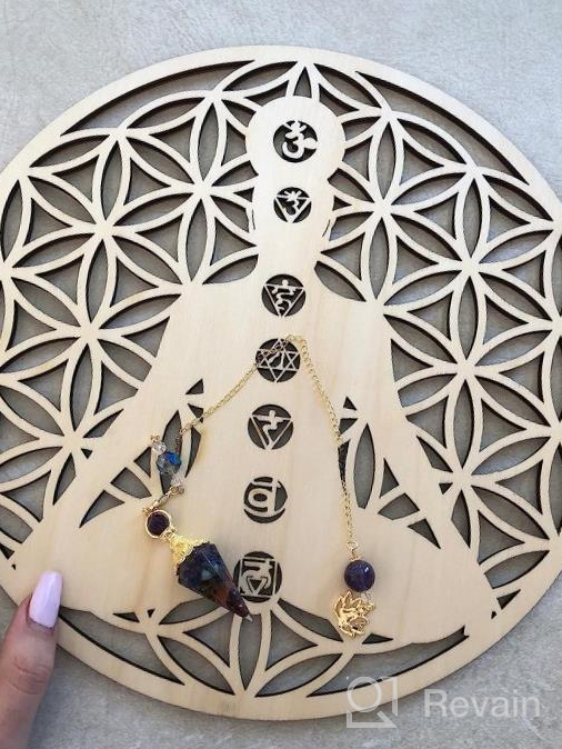 img 1 attached to Enhance Your Meditation Space With Simurg 11.5'' Sacred Geometry Wooden Crystal Grid Wall Art review by Kyle Costello