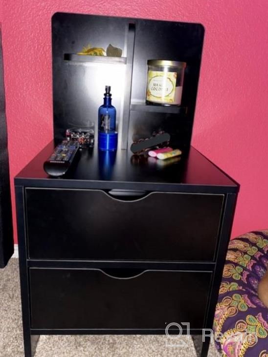 img 1 attached to YOURLITE Wood End Table With Storage Shelf 2 Drawers Small Nightstand Side Table Cabinet Bedside Furniture For Bedroom, Home (Black End Table) review by Jenny Maestas