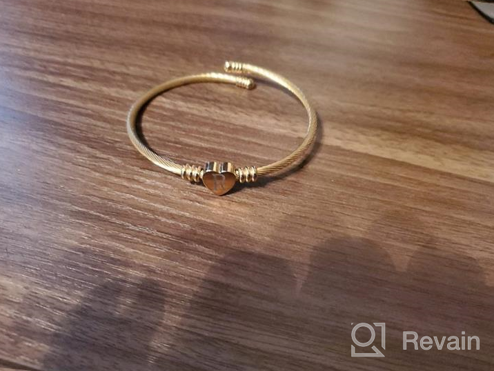 img 1 attached to Rose Golden Heart Initials Bracelet: A-Z Stainless Steel Engraved Charm Bracelet - Perfect Woman Girl Jewelry Birthday Festival Gift review by Simon Nugroho