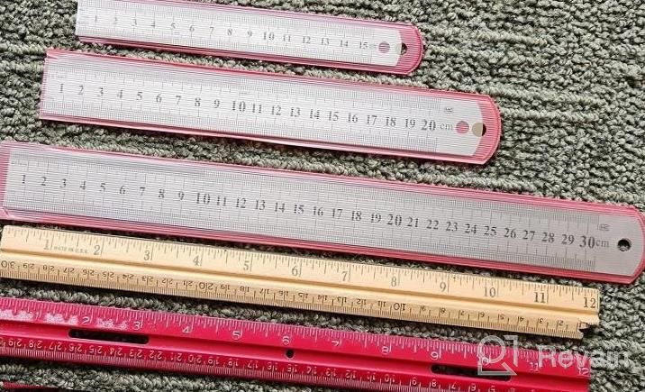img 1 attached to Stainless Steel Metal Ruler Set Of 3 - 6 Inch, 8 Inch And 12 Inch For Home School Office Daily Use review by Tina Waters