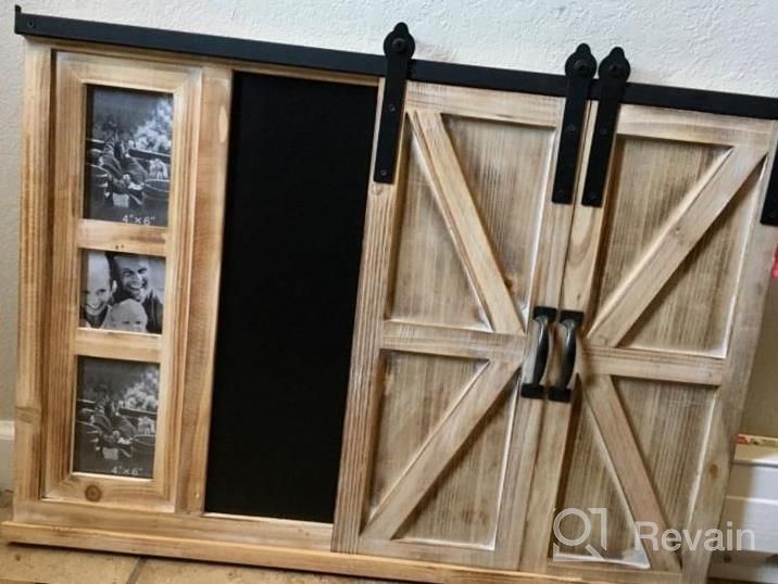 img 1 attached to Multi-Functional Rustic Wooden Chalkboard And Photo Frame With Barn Door - Perfect Wall Décor For Kitchen, Living Room And Entryway review by Eddie Duncan