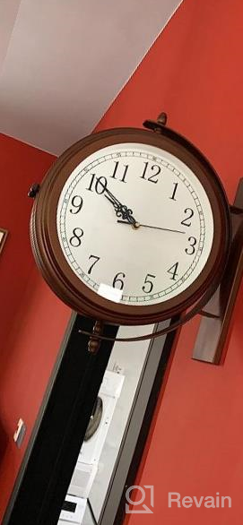 img 1 attached to 16 Inch Double Sided Wall Clock Antique Red Copper Finish Wrought Iron Metal Quiet Easy Read Two Faces Station Clock Home Garden Decor Indoor Outdoor Living Room Study Wall Decoration review by Corey Bigglesworth