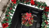 img 1 attached to 9FT Christmas Garland With Poinsettia And Lights, Pine Cones, Berry Clusters, Timer 8 Mode Artificial Xmas Decorations For Door, Mantle, Fireplace, Window, Stairs Holiday review by John Arrow