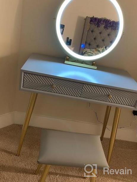 img 1 attached to Transform Your Small Space With YOURLITE Lighted Makeup Vanity Table Set review by Jen Aus