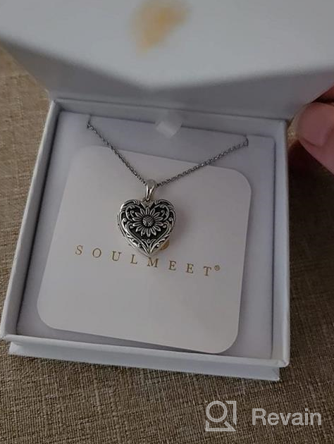 img 1 attached to Soulmeet Sunflower Heart Locket Necklace - Personalized Sterling Silver/Gold Jewelry That Holds Photos, Keeping Your Loved Ones Close review by Sammy Suratno