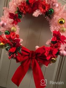 img 7 attached to Goplus 24"Розовый Рождественский венок с шарами и золотым бантом-Рождественский декор для дверных проемов, окон, стен и каминов