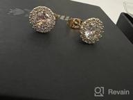 img 1 attached to Chic Cubic Zirconia Halo Stud Earrings: Glamorous Fashion Jewelry for Women & Men review by Christy Johnson