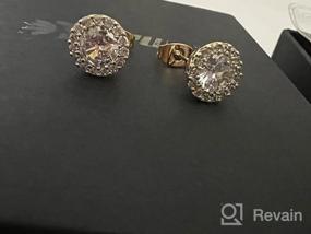 img 8 attached to Chic Cubic Zirconia Halo Stud Earrings: Glamorous Fashion Jewelry for Women & Men