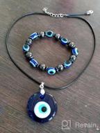 img 1 attached to Blue Evil Eye Protection Necklace and Bracelet Set: Turkish Lucky Pendant, Blue Eyes Glass, Leather Rope Chain/Stainless Steel for Women, Men, Boys, and Girls review by Ken Pinell
